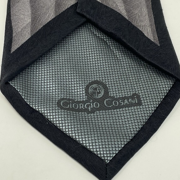 Giorgio Cosani Tie Handmade Italy Silk Black Gray Blue VTG 4x61" Floral Classic - Picture 4 of 9